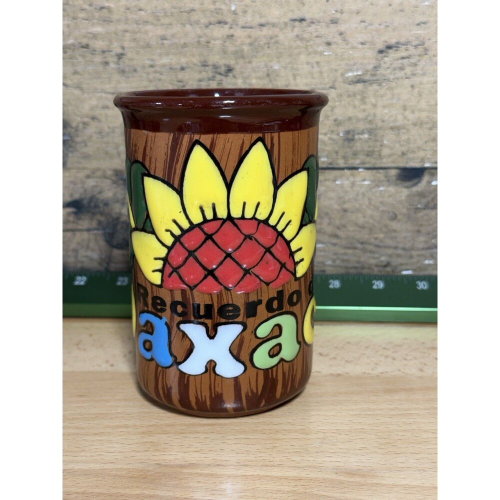 MEXICAN TALAVERA Oaxaca Mug Folk Art POTTERY SUN FLOWER POT PLANTER CERAMIC RARE